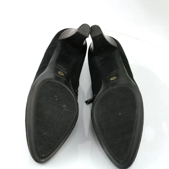 Aquatallia Womens Boot Size 8.5 Waterproof Black Suede Block Heel Bootie Shootie - Picture 10 of 12